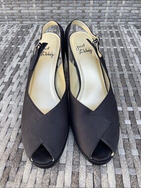 Just Libby Black Open-Toe Slingback Heels